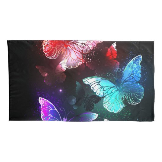 Drie golvende Butterflies op nachtachtergrond Kussensloop (Achterkant-Rechts)