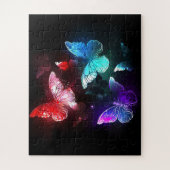 Drie golvende Butterflies op nachtachtergrond Legpuzzel (Verticaal)
