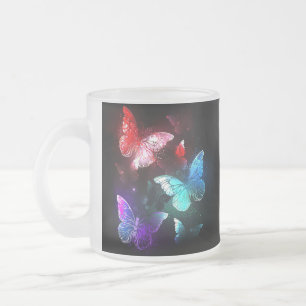 Drie golvende Butterflies op nachtachtergrond Matglas Koffiemok