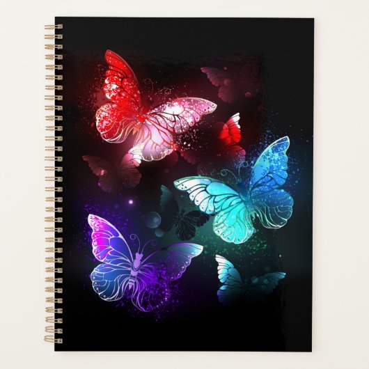 Drie golvende Butterflies op nachtachtergrond Planner (Voorkant)