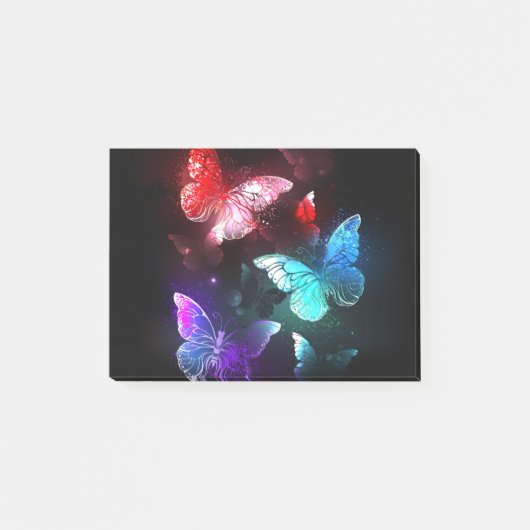 Drie golvende Butterflies op nachtachtergrond Post-it® Notes (Voorkant)