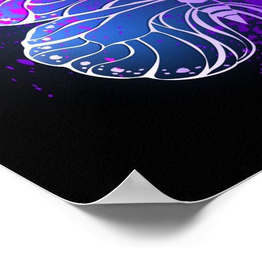 Drie golvende Butterflies op nachtachtergrond Poster (Hoek)