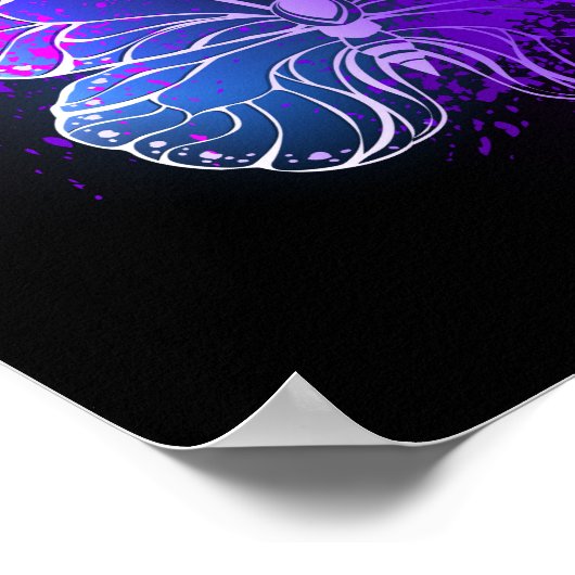 Drie golvende Butterflies op nachtachtergrond Poster (Hoek)