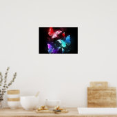Drie golvende Butterflies op nachtachtergrond Poster (Keuken)