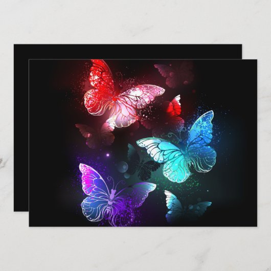 Drie golvende Butterflies op nachtachtergrond Programma (Voorkant / Achterkant)