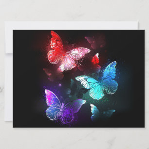 Drie golvende Butterflies op nachtachtergrond Save The Date