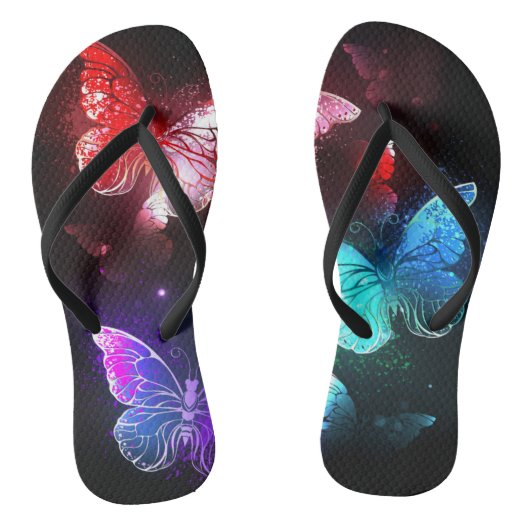Drie golvende Butterflies op nachtachtergrond Teenslippers (Voetbed)