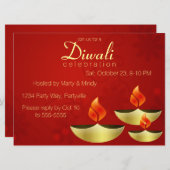 Drie gouden diepten op rode uitnodiging (Voorkant / Achterkant)