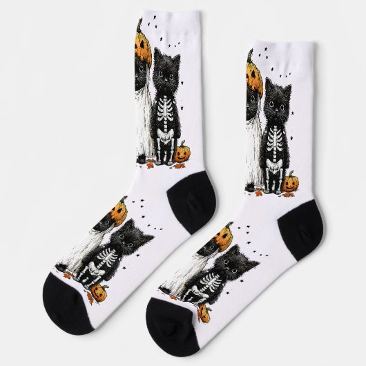Drie Grappige Halloween Katten Sokken (Links)