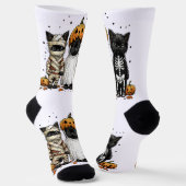 Drie Grappige Halloween Katten Sokken (Gebogen)