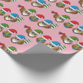 Drie grappige kerstkoepels cadeaupapier (Hoek)