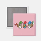 Drie grappige kerstkoepels magneet (Voorkant / Achterkant)
