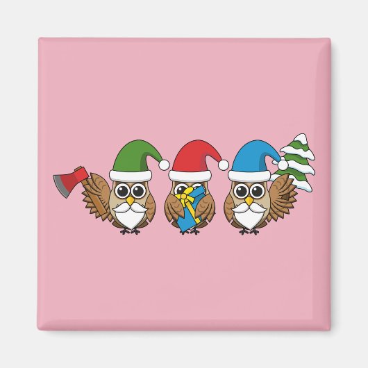 Drie grappige kerstkoepels magneet (Voorkant)