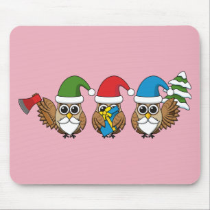 Drie grappige kerstkoepels muismat