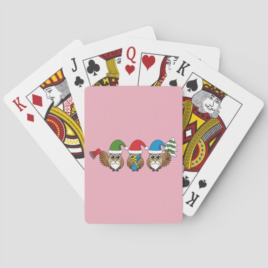 Drie grappige kerstkoepels pokerkaarten (Achterkant)