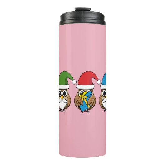 Drie grappige kerstkoepels thermosbeker (Voorkant)