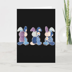 Drie grappige konijnen patchwork eieren konijn gel kaart
