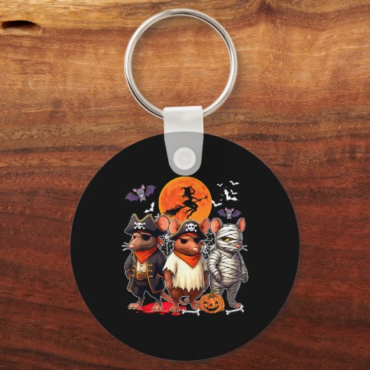 Drie Grappige Ratten Kostuum Pirate Boo Mummy Hall Sleutelhanger (Voorkant)