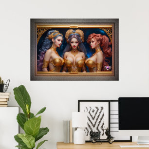 Drie Gratiën uit de Griekse mythologie door Xzendo Poster
