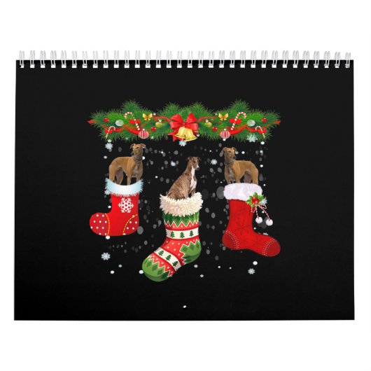 Drie Greyhound Dog in Sock-kerstkerstkerstkerstker Kalender (Hoes)