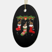 Drie Greyhound Dog in Sock-kerstkerstkerstkerstker Keramisch Ornament (Links)