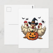 Drie griezelige Halloween kippen boer herfst heks Briefkaart (Voorkant / Achterkant)