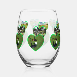 Drie Groen Golf Hearts Design Wijnglas Zonder Voet