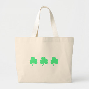 Drie Groene Klavertje Drie-eenheid Grote Tote Bag
