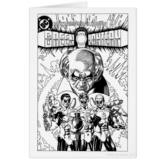 Drie Groene Lantaarns Comic Hoesje, zwart en wit (Voorkant)