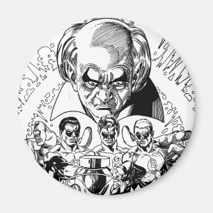 Drie Groene Lantaarns Comic Hoesje, zwart en wit Magneet