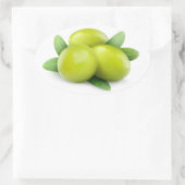 Drie groene olijven ovale sticker (Tas)