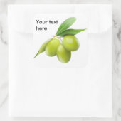 Drie groene olijven vierkante sticker (Tas)