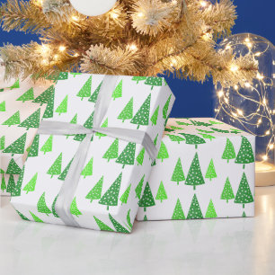 Drie groene Waterverf Polka Dot Trees Cadeaupapier