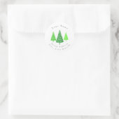 "Drie groene Waterverf Polka Dot Trees"-etiketten Ronde Sticker (Tas)