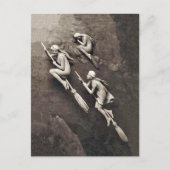 drie Halloween-heks vliegende kamers Briefkaart (Voorkant)