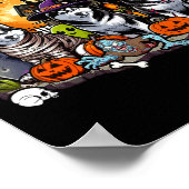 Drie Halloween Huskies als Horror Witch Mummy Zomb Poster (Hoek)