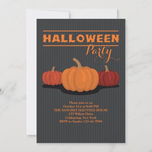 Drie Halloween Pumpkins Invitation Kaart (Voorkant)