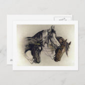 Drie Hand Drawn Horse Head  Briefkaart (Voorkant / Achterkant)