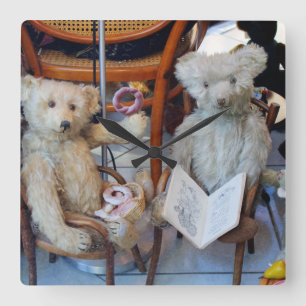 Drie Happy Teddy Bears Vierkante Klok