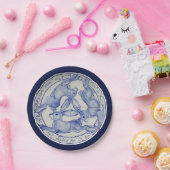 Drie Hares Rabbits Blue White Tile Medallion Papieren Bordje (Feest)