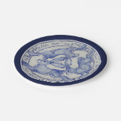 Drie Hares Rabbits Blue White Tile Medallion Papieren Bordje (Gekanteld)