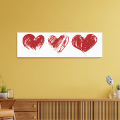 Drie hart canvas afdruk (Insitu (Woonkamer))