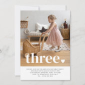 Drie Hart Foto eerste Birthday Uitnodiging (Voorkant)