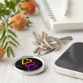 Drie hart gepersonaliseerd sleutelhanger (Zijkant)