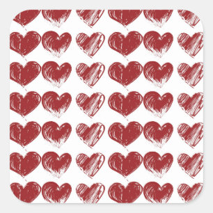 Drie hart vierkante sticker