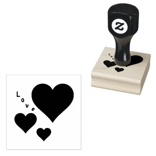 Drie harten en liefde Zoete Valentijnen Rubberstempel (Gestempeld)