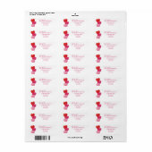 Drie harten op wit met rode roze tekst etiket (Full Sheet)
