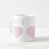 Drie harten roze en witte Mok (Voorkant links)