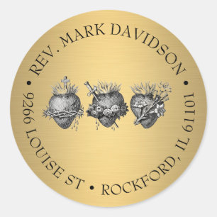 Drie harten van Jezus, Maria en Jozef Ronde Sticker