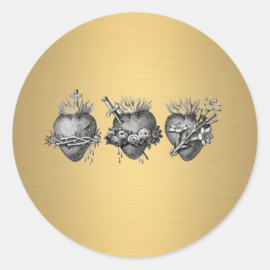 Drie harten van Jezus, Maria en Jozef Ronde Sticker (Voorkant)
